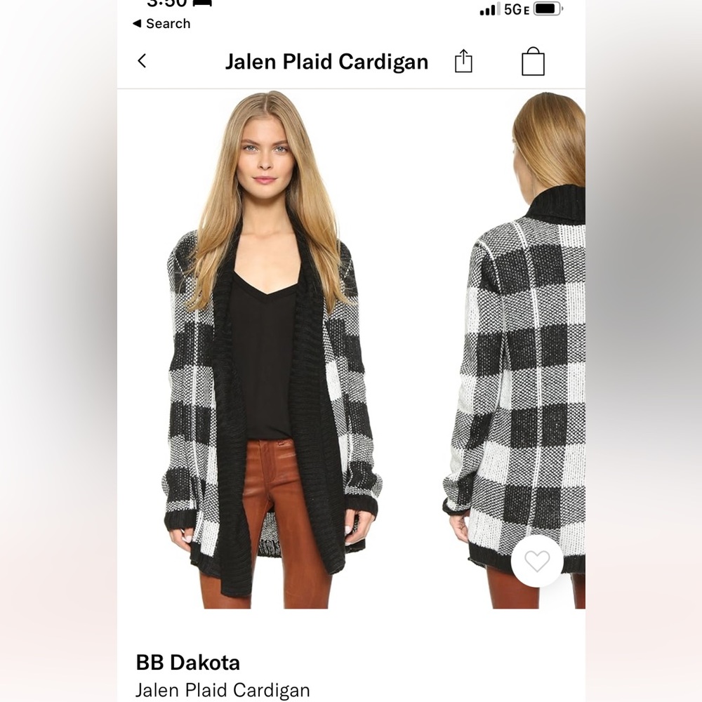 BB Dakota plaid cardigan
